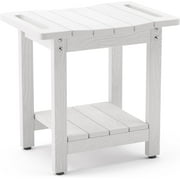 Dycanpo HDPS Shower Bench Seat, White Shower Stool with Storage Shelf for Bathroom